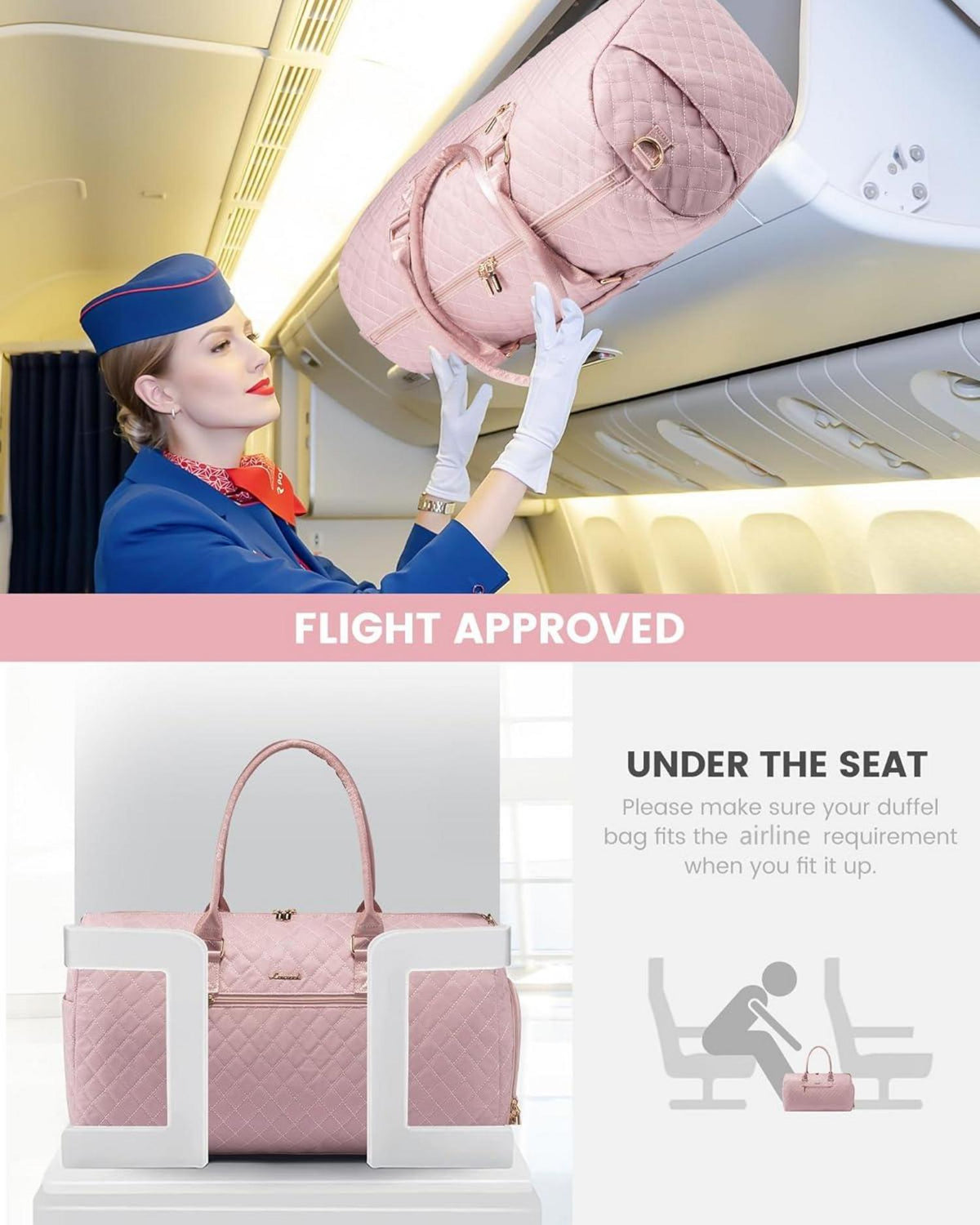 Damen Reisetasche 45L Weekender Sporttasche Handgepäck wasserdicht Pink