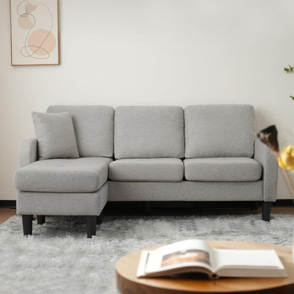 L-förmiges Ecksofa Grau – 3-Sitzer Sofa für Wohnzimmer