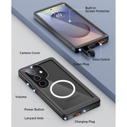 Wasserdichte Hülle für Samsung S25 Ultra mit MagSafe, Schwarz