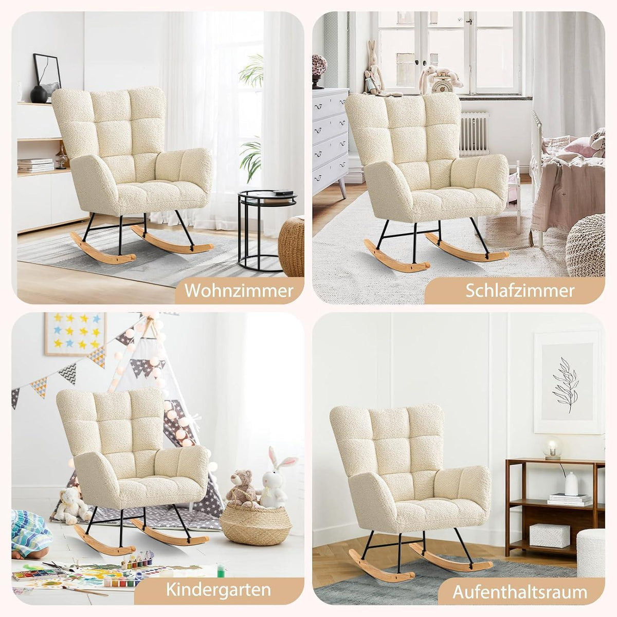 Schaukelstuhl 2er Set – Gepolsterter Relaxsessel für Wohnzimmer & Babyzimmer