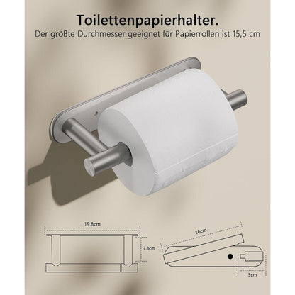 Edelstahl Toilettenpapierhalter mit 2 Montagemethoden Silber