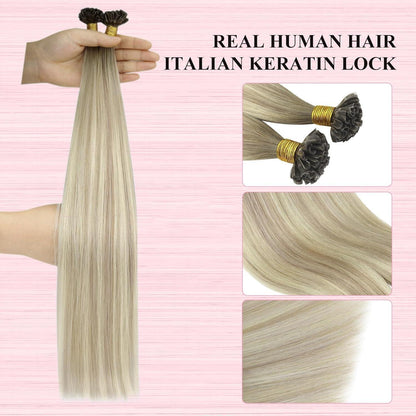 Echthaar U-Tip Extensions Blond Ombre 45cm