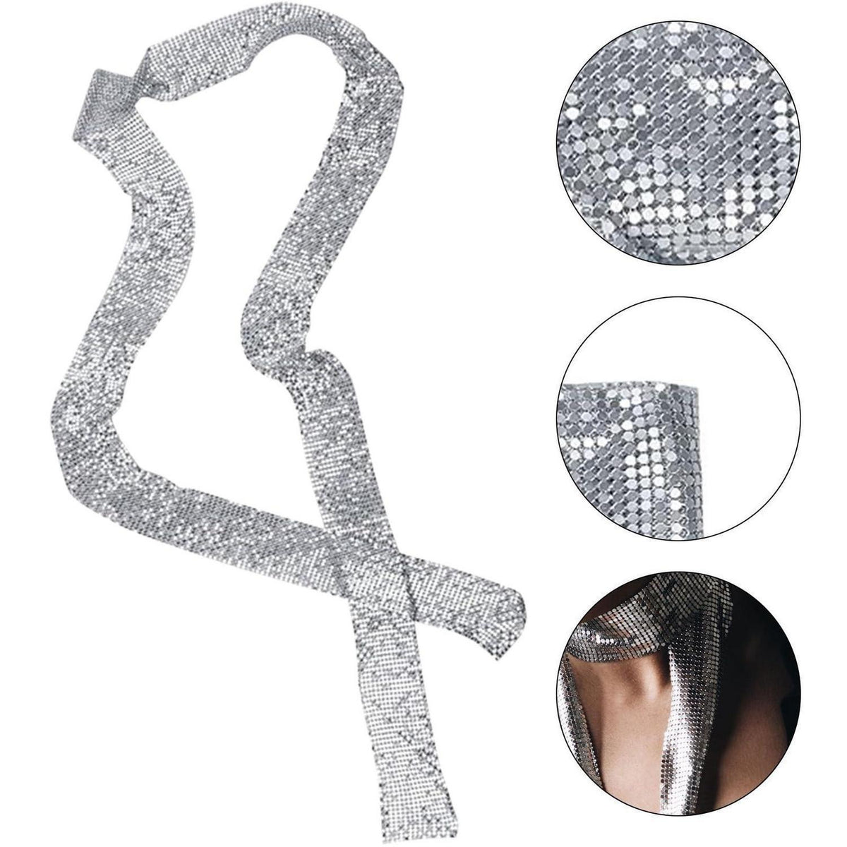Schal Damen Pailletten Silber Lang Elegant Abendparty Hochzeit