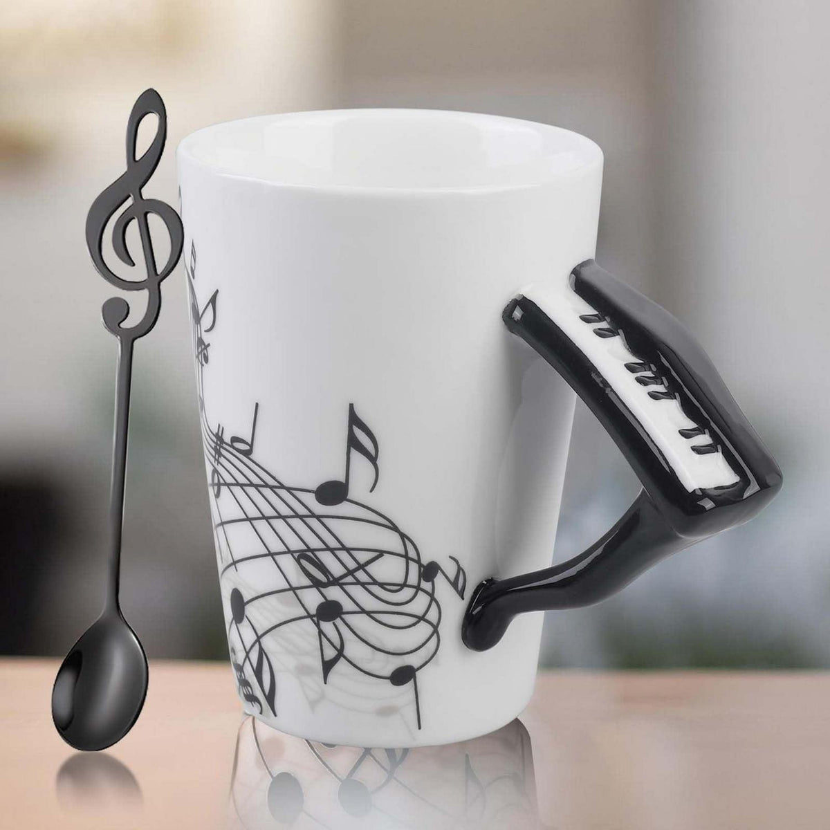 Musik Kaffeebecher mit Löffel – 250ml Porzellan Tasse