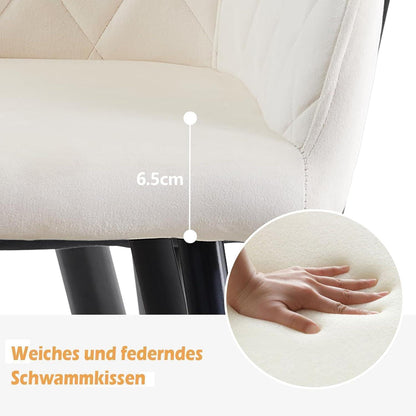 Samt Esszimmerstuhl mit Armlehnen, Creme