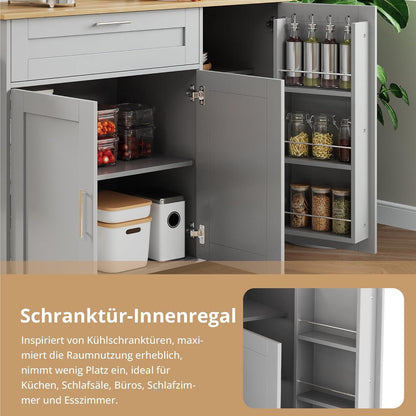 Bewegliche Kücheninsel mit abklappbarer Arbeitsplatte & Stauraum