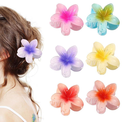 Blumen-Haarklammern Flower Hair Clips 6er Set Acryl Hawaii Haarspangen