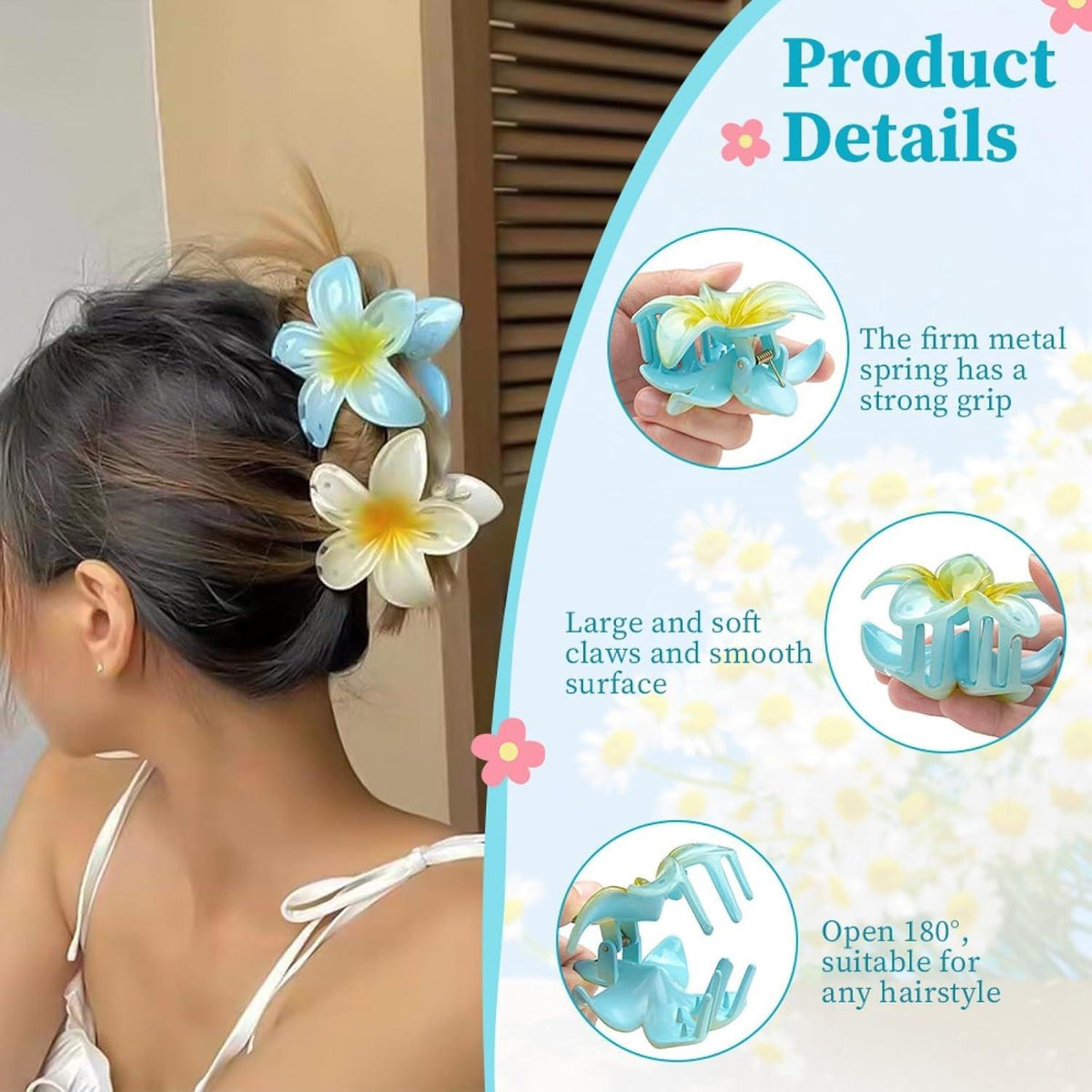 Blumen-Haarklammern Flower Hair Clips 6er Set Acryl Hawaii Haarspangen