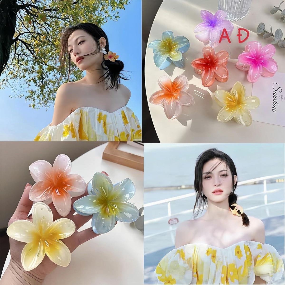 Blumen-Haarklammern 6 Stück Flower Hair Clips Acryl Haarspange