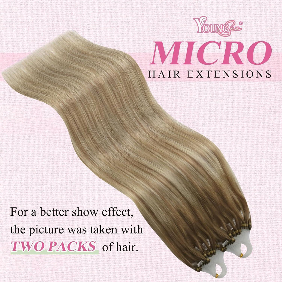 Echthaar Micro Ring Extensions Ombre Braun Blond 40cm