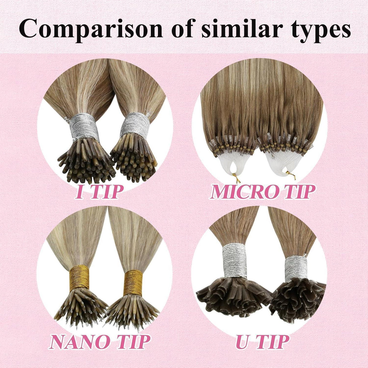 Echthaar Micro Ring Extensions Ombre Braun Blond 40cm