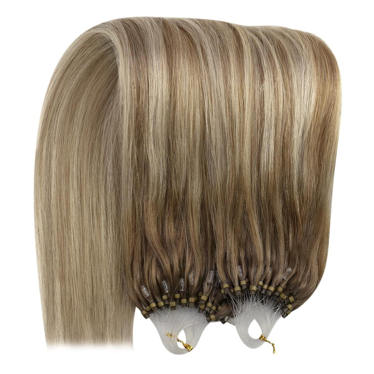 Echthaar Micro Ring Extensions Ombre Braun Blond 40cm