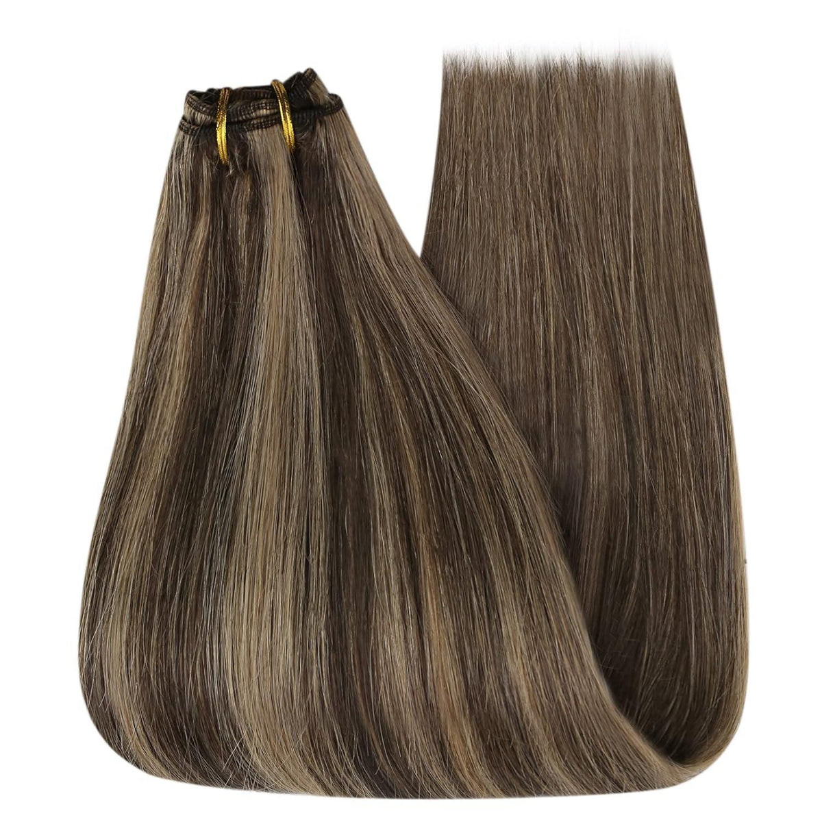 Echthaar Tressen Braun Blond 35cm – Doppelt Weft, #P4/27