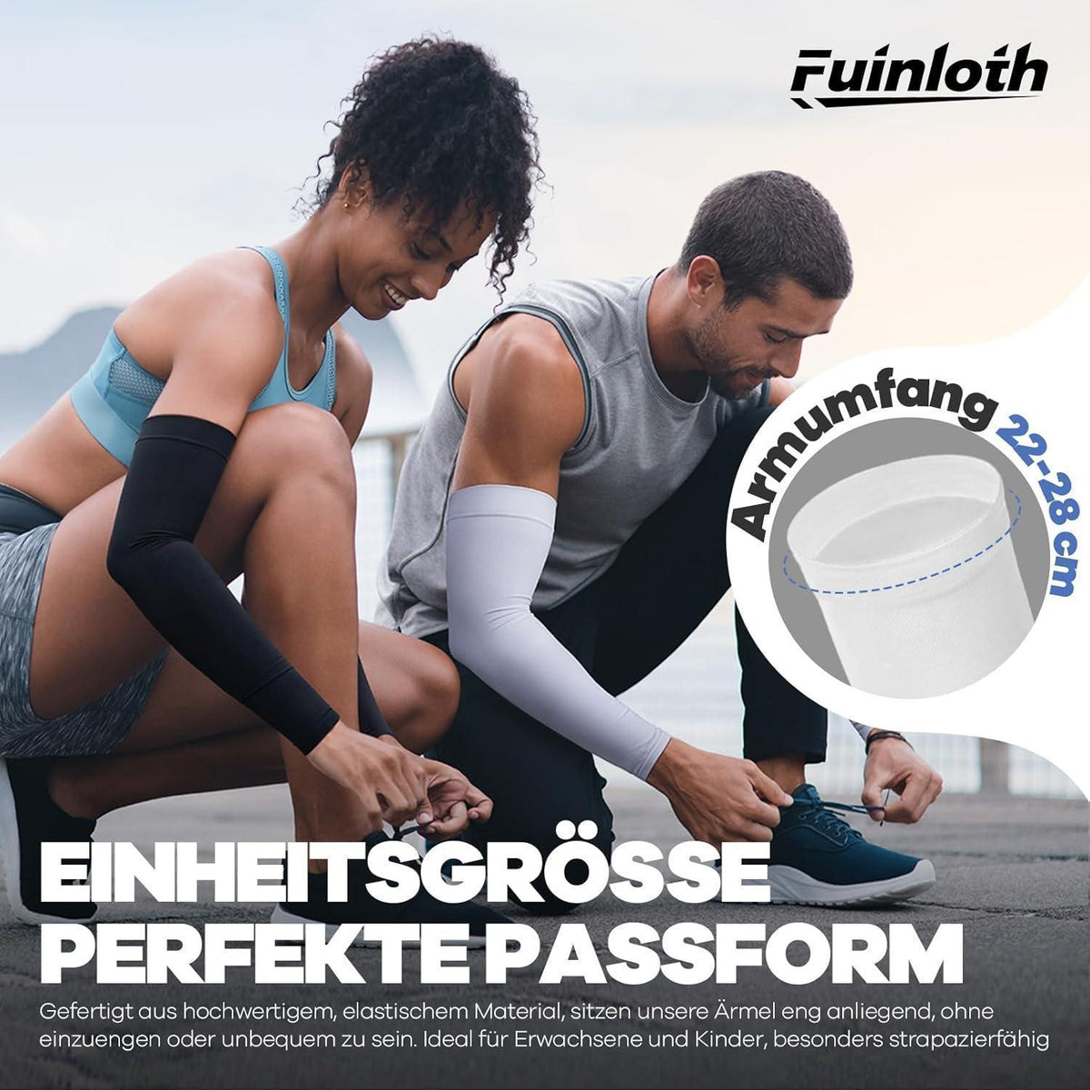 Sport-Armstulpen 4er-Set Schwarz, Grau, Weiß