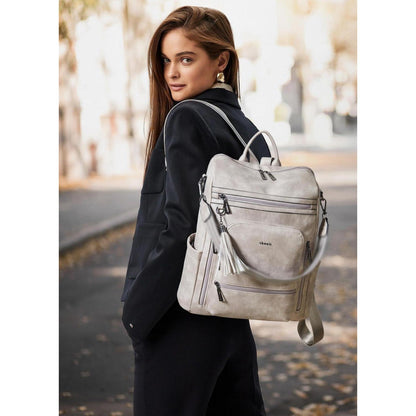 Rucksack Damen Laptopfach 15,6 Zoll Wasserdicht Business in Lederoptik