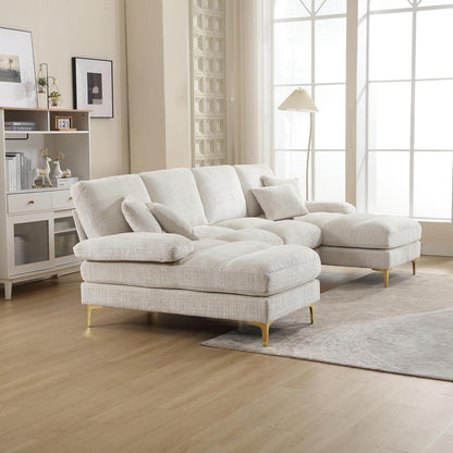 Modernes Ecksofa U-Form mit Liegepositionen, Beige