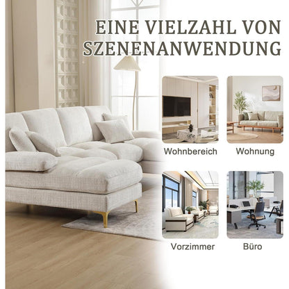 Modernes Ecksofa U-Form mit Liegepositionen, Beige