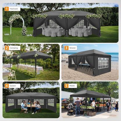 Faltpavillon 3x6m – Wasserdicht, Höhenverstellbar mit Zubehör