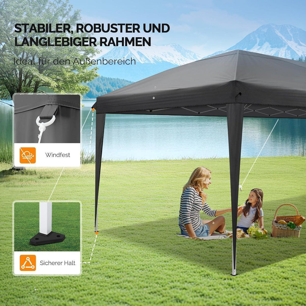 Faltpavillon 3x6m – Wasserdicht, Höhenverstellbar mit Zubehör