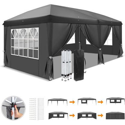 Faltpavillon 3x6m – Wasserdicht, Höhenverstellbar mit Zubehör