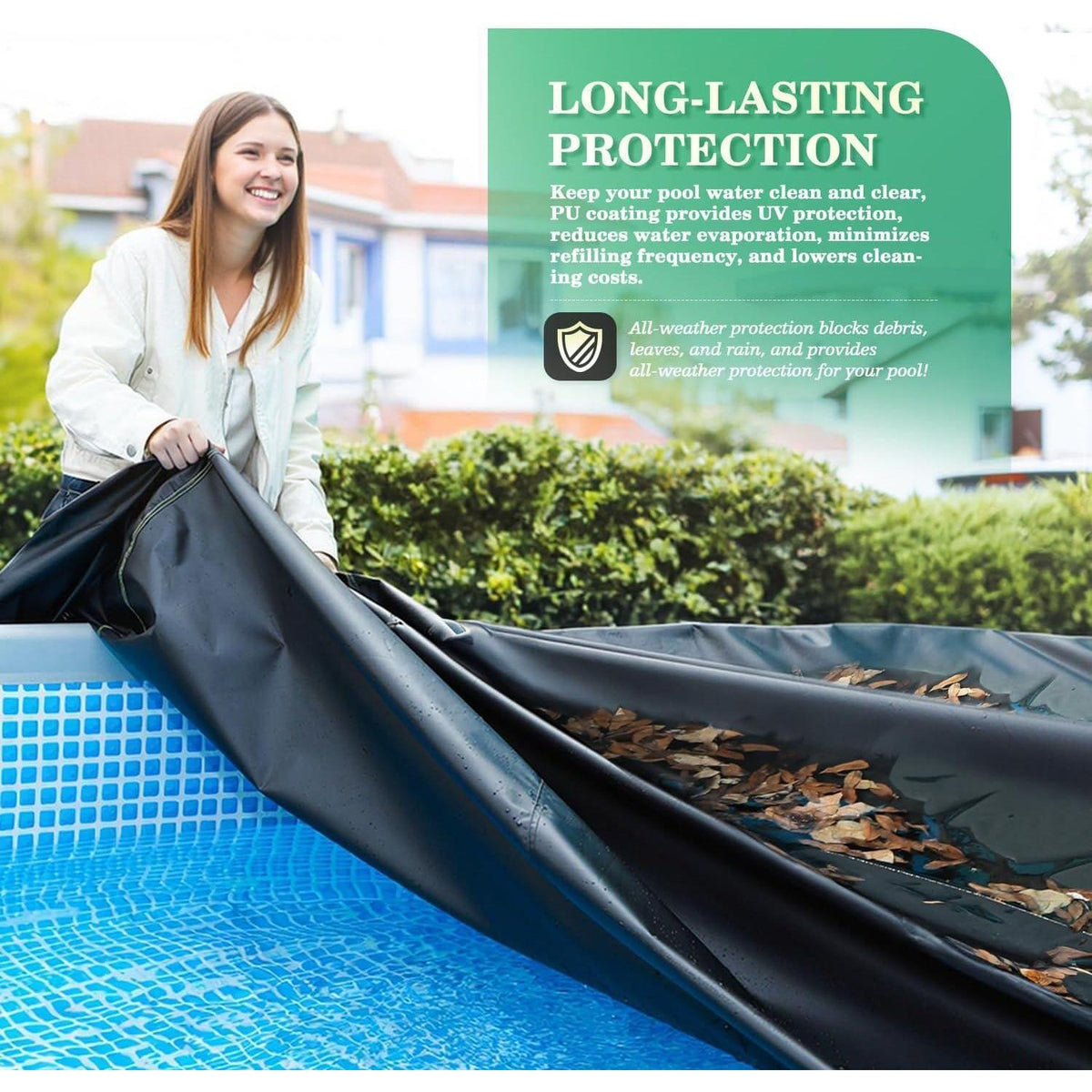 Runde Poolabdeckung 488cm – UV-Schutz & Windfest