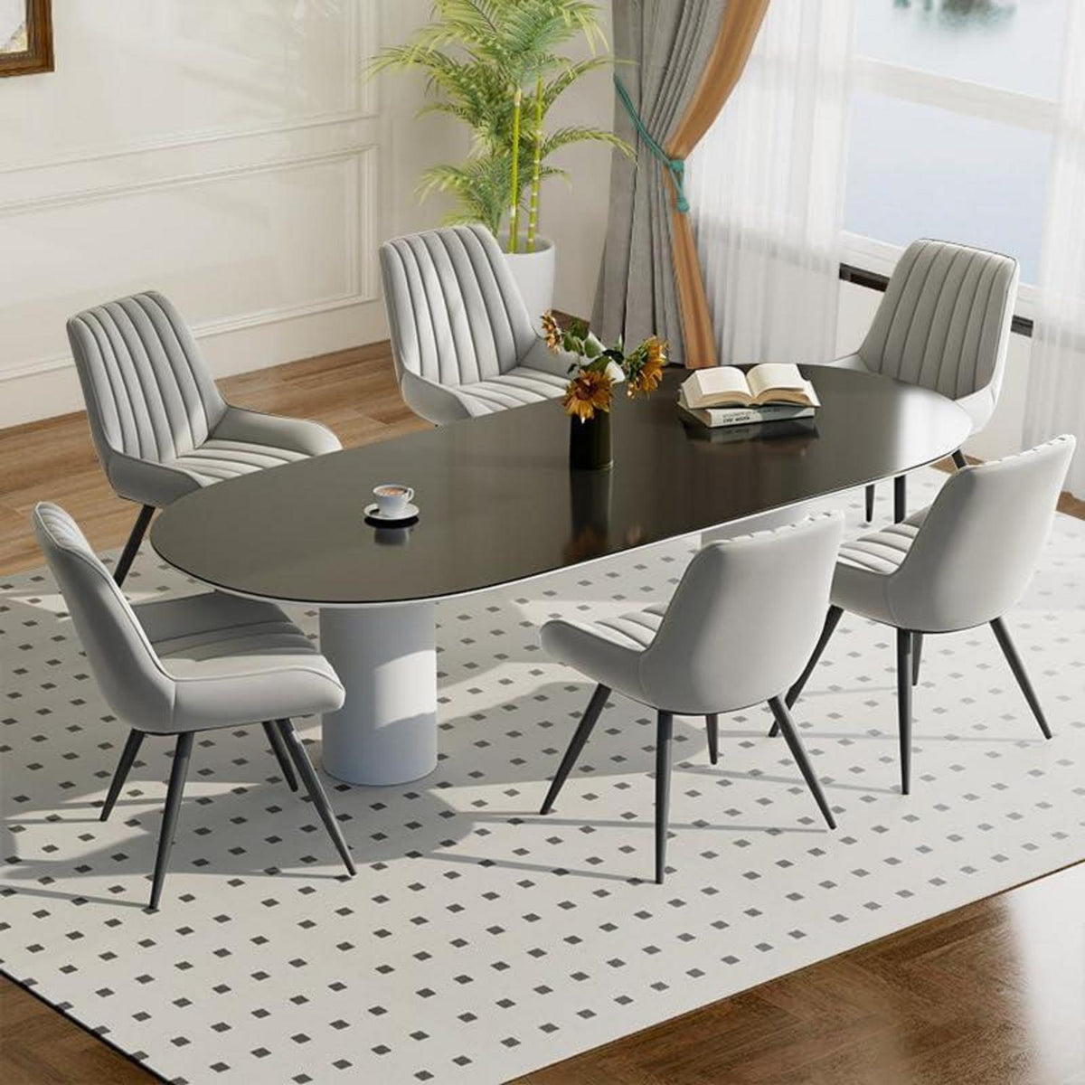 Moderner Esszimmerstuhl gepolstert – 6er Set Grau
