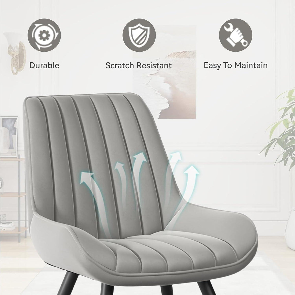 Moderner Esszimmerstuhl gepolstert – 6er Set Grau