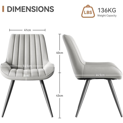 Moderner Esszimmerstuhl gepolstert – Grau, 4er Set