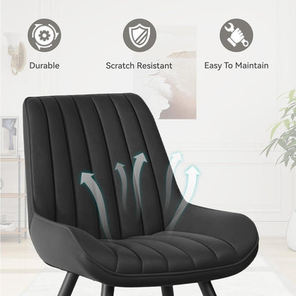 Moderner Esszimmerstuhl gepolstert – 4er Set Schwarz