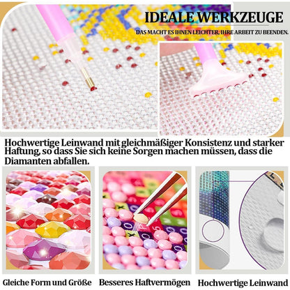 Diamant Painting Blumen 30x40cm mit Rahmen – Entspannung & Wanddeko