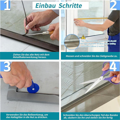 Fliegengitter Fenster 100x1500cm Edelstahl Zuschneidbar