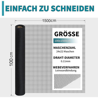 Fliegengitter Fenster 100x1500cm Edelstahl Insektenschutznetz