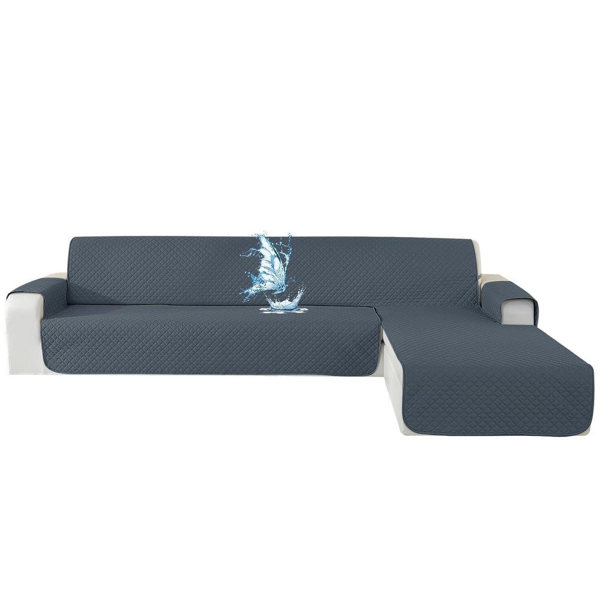 Wasserdichter Sofabezug L-Form 4 Sitzer, Graublau