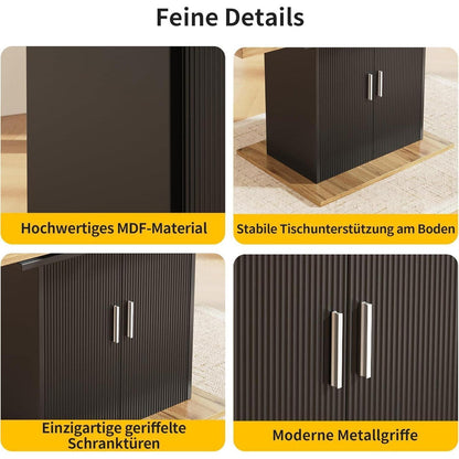 Ausziehbarer Esstisch mit Stauraum – 140x70 cm, Natur+Schwarz