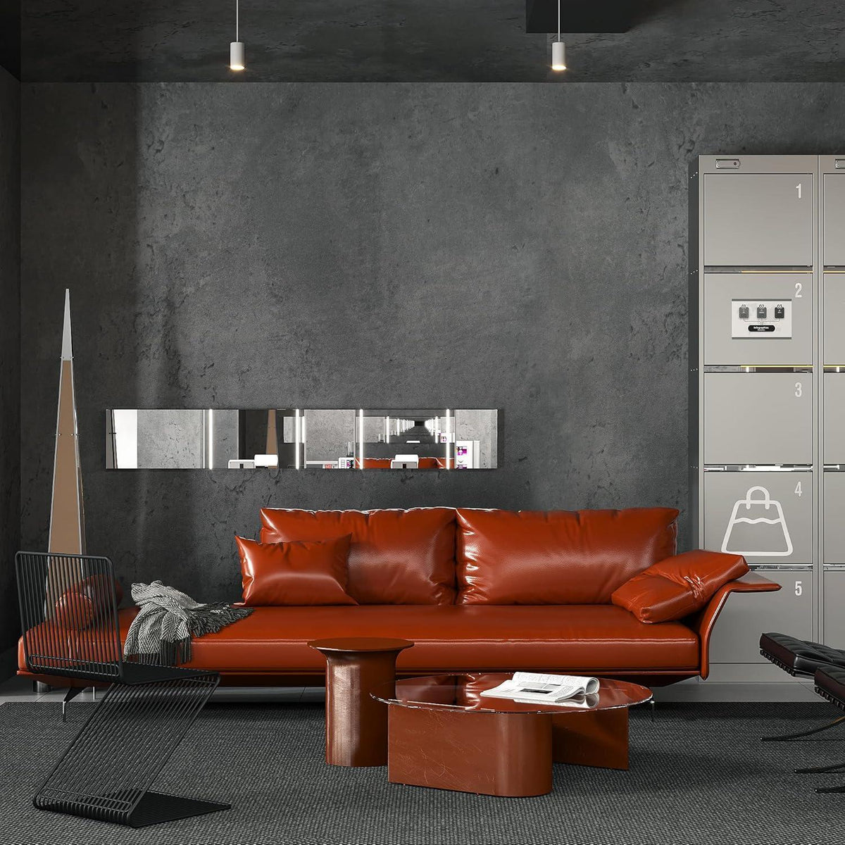 Selbstklebende Betonoptik Tapete, dunkelgrau, 122x398 cm