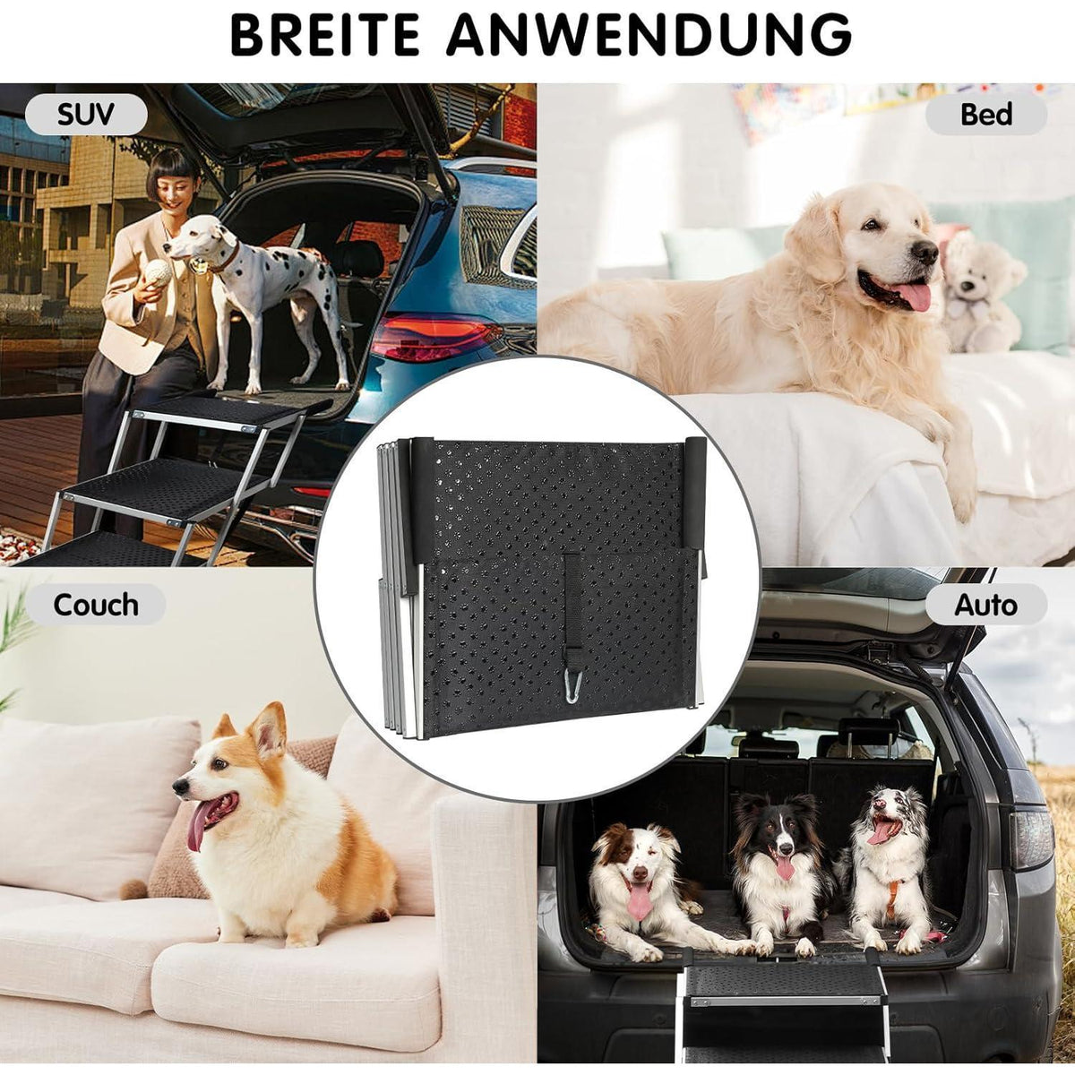 Hundetreppe Auto, 4 Stufen – Klappbar & Höhenverstellbar