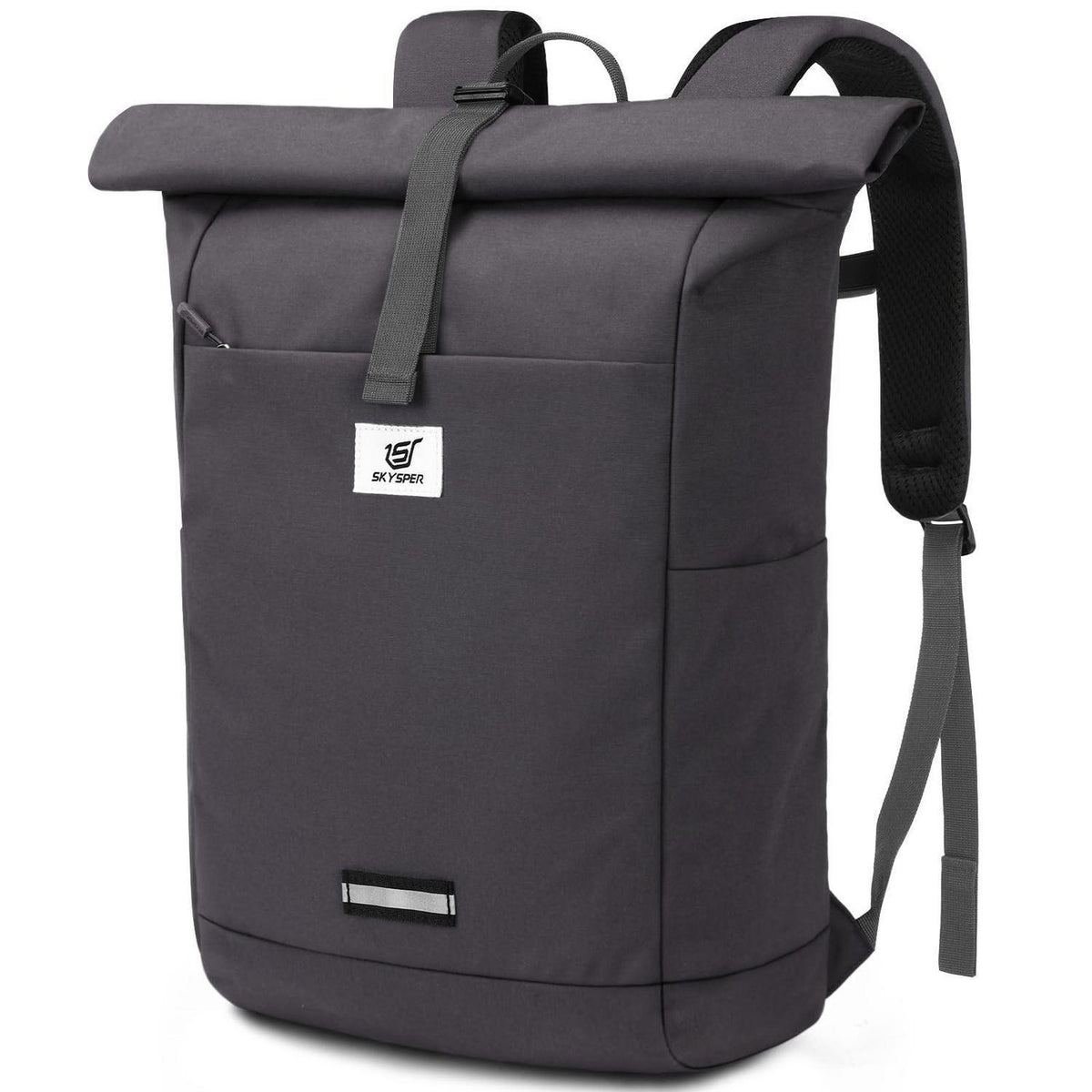 Rolltop Rucksack grau – Laptopfach, Reiserucksack, Unisex