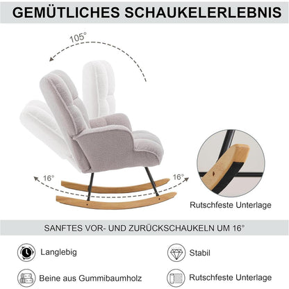 Gepolsterter Schaukelstuhl – Grau, Komfort & Entspannung