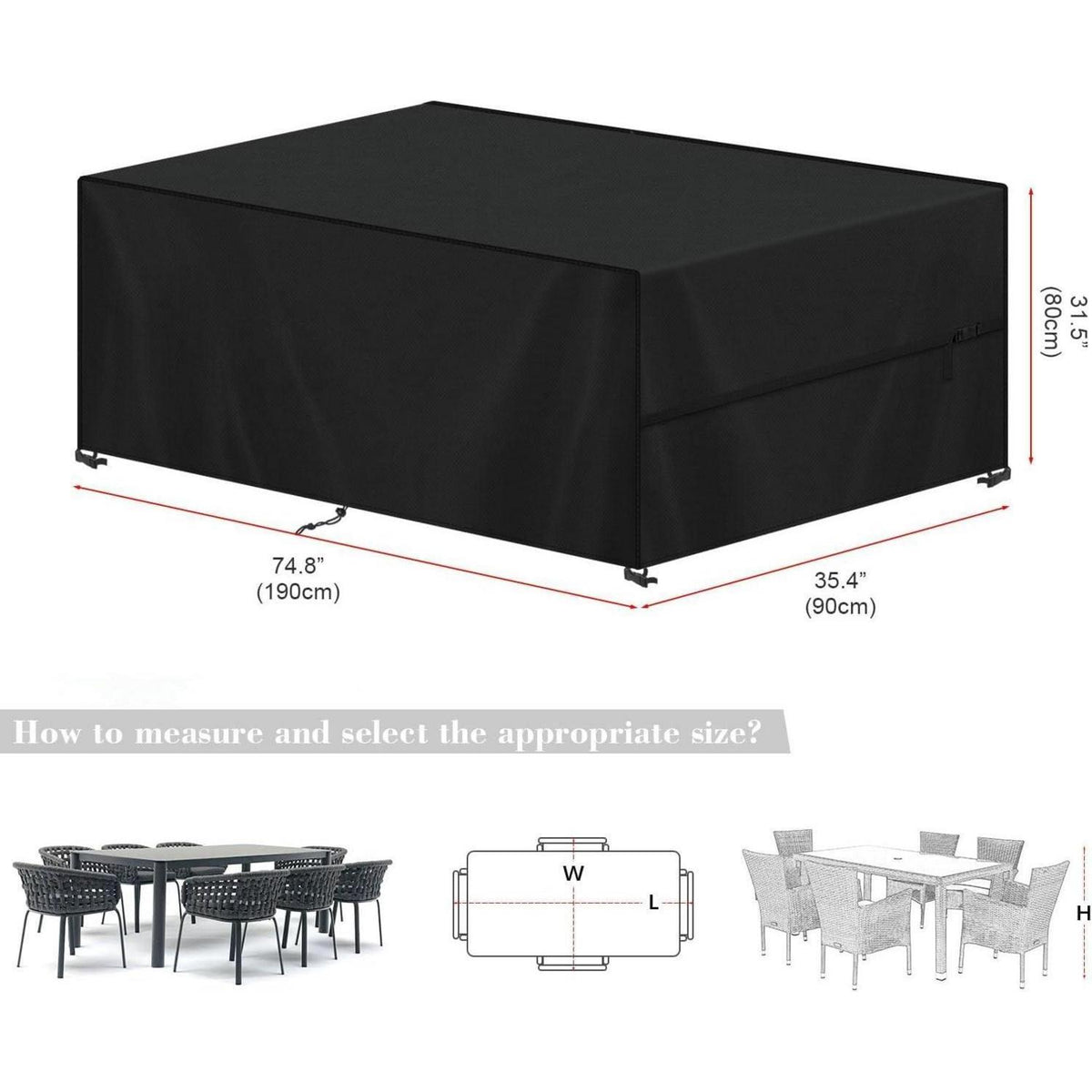 Gartenmöbel Abdeckhaube 190x90x80cm – UV & Wetterfest