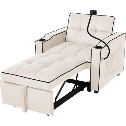 3-in-1 Schlafsofa mit Becherhaltern & Handyhalter – Beige B