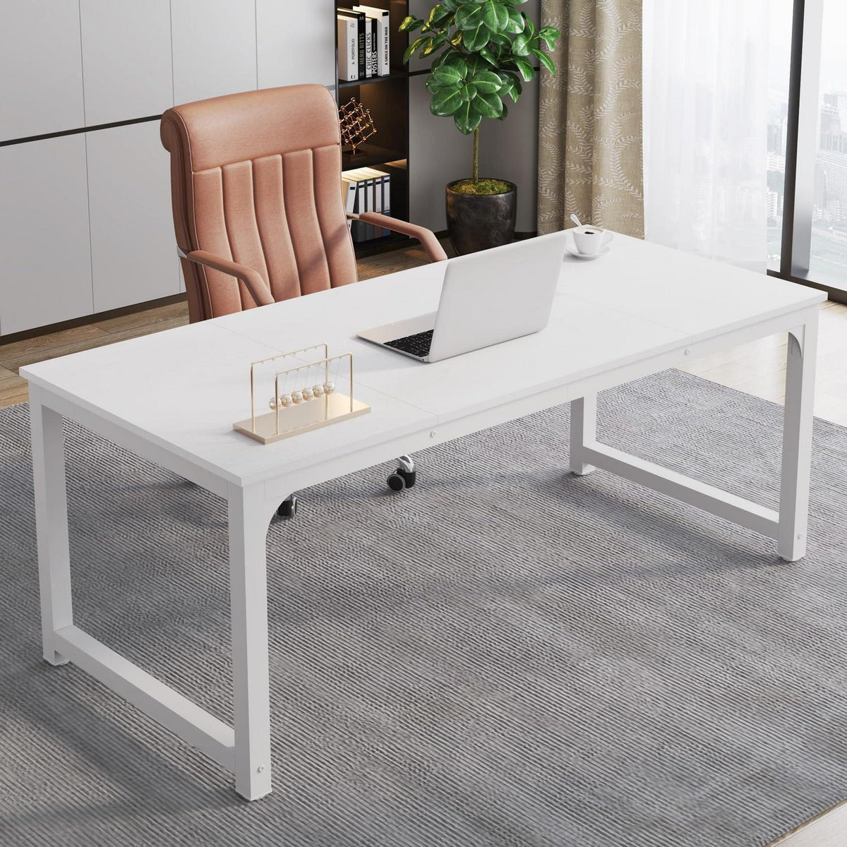 Großer Schreibtisch 160x80cm – Weißer Home Office Arbeitstisch