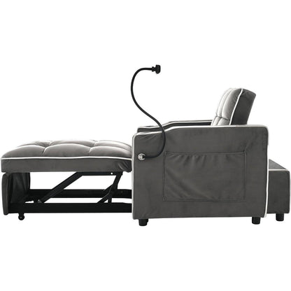 3-in-1 Schlafsofa mit Becherhaltern & Handyhalter – Dunkelgrau