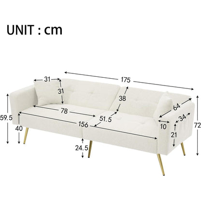 2-in-1 Schlafsofa mit verstellbarer Rückenlehne (Weiß)