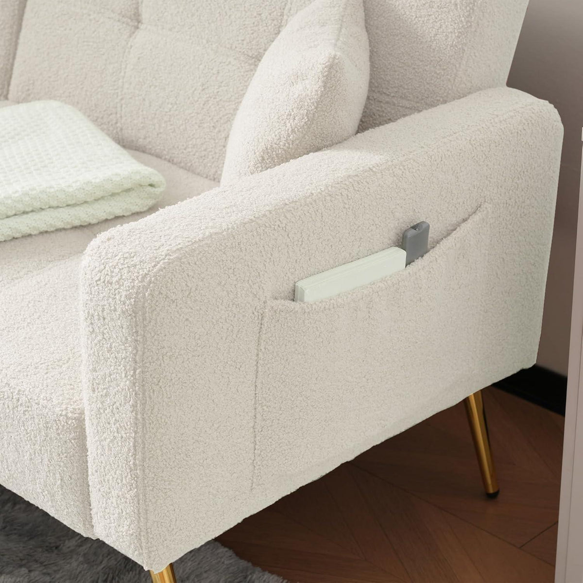 2-in-1 Schlafsofa mit verstellbarer Rückenlehne (Weiß)
