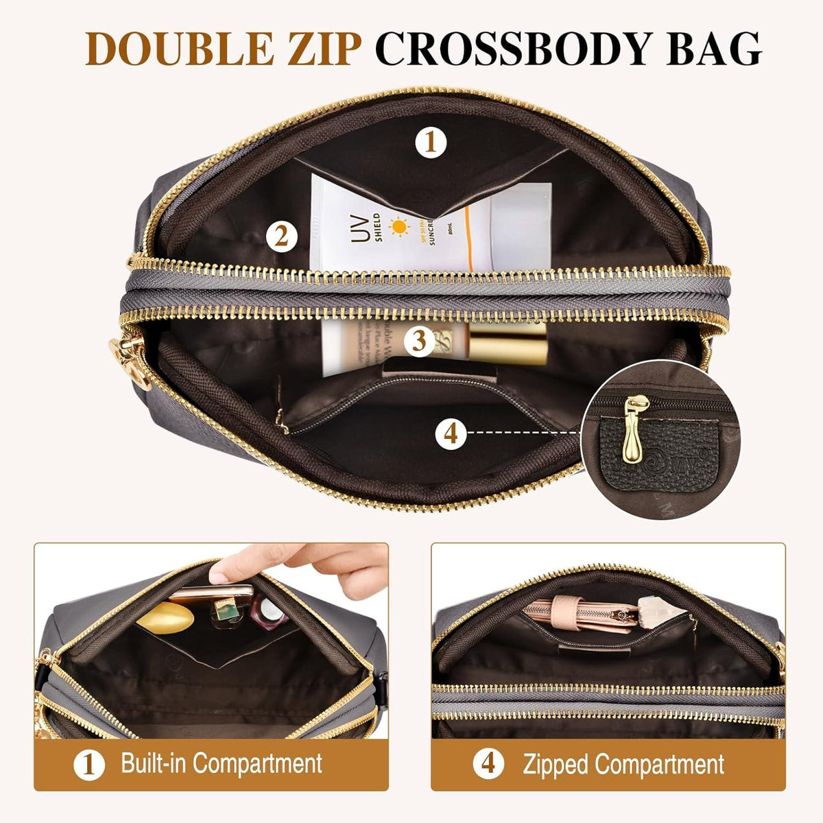 Kleine Crossbody Umhängetasche Damen Leder Weich Handtasche