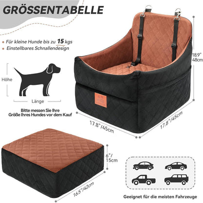 Hunde-Autositz gepolstert für kleine/mittelgroße Hunde bis 35 Pfund
