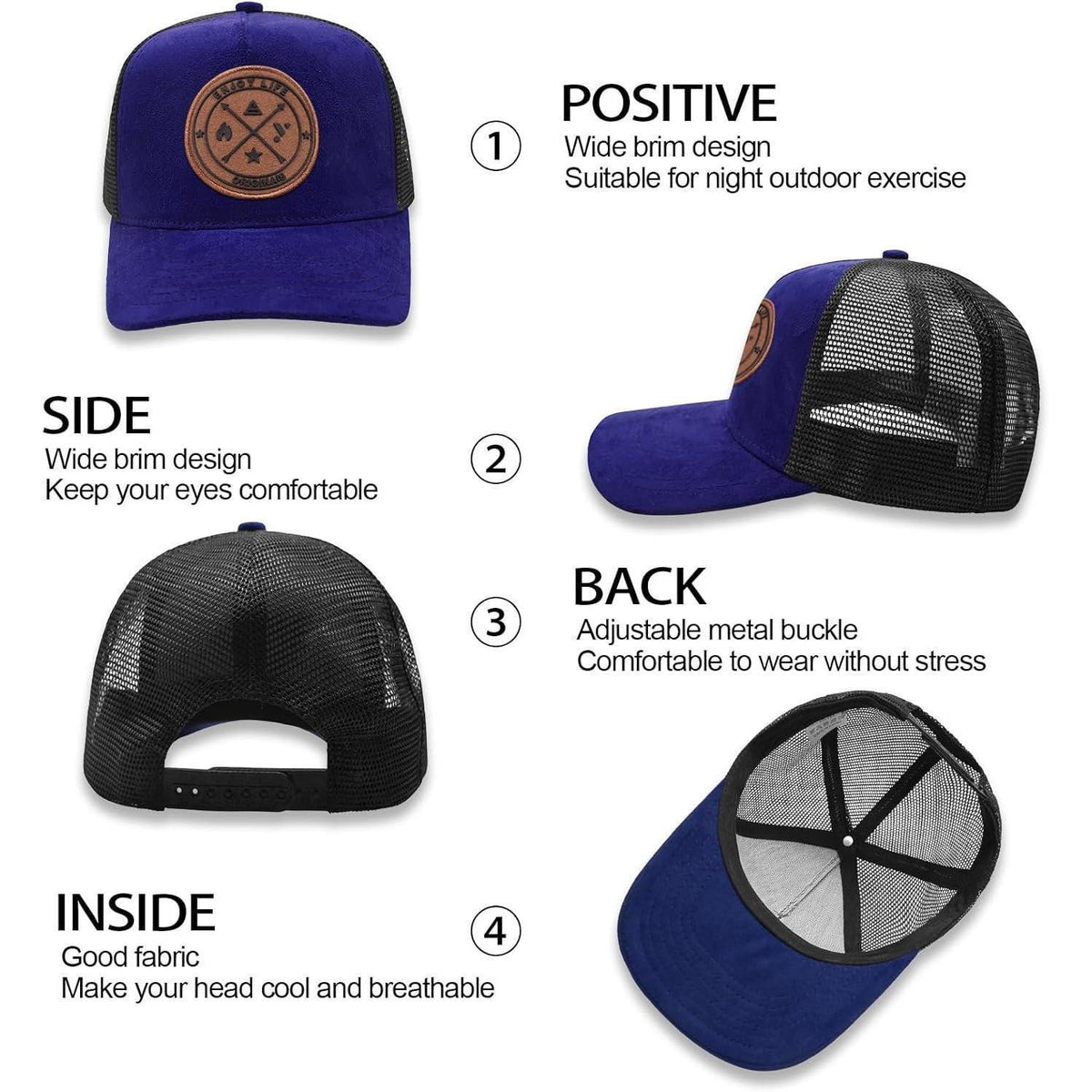 Baseballkappe Herren Blau, Einstellbar & Atmungsaktiv