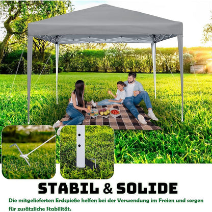 Wasserdichter Faltpavillon 2.5x2.5m mit Seitenteilen & UV-Schutz