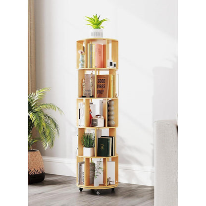 Drehbares Bücherregal 165,5 cm – 5 Etagen, Eckregal & Mobil