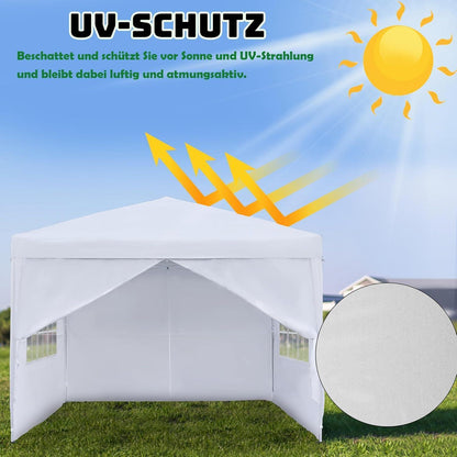 Wasserdichter Faltpavillon 2.5x2.5m mit Seitenteilen & Fenstern